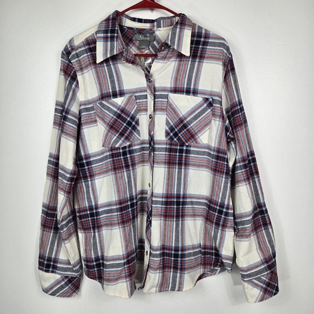 Natural Reflections Women's Size Large Flannel Button‎ Up Shirt NWT